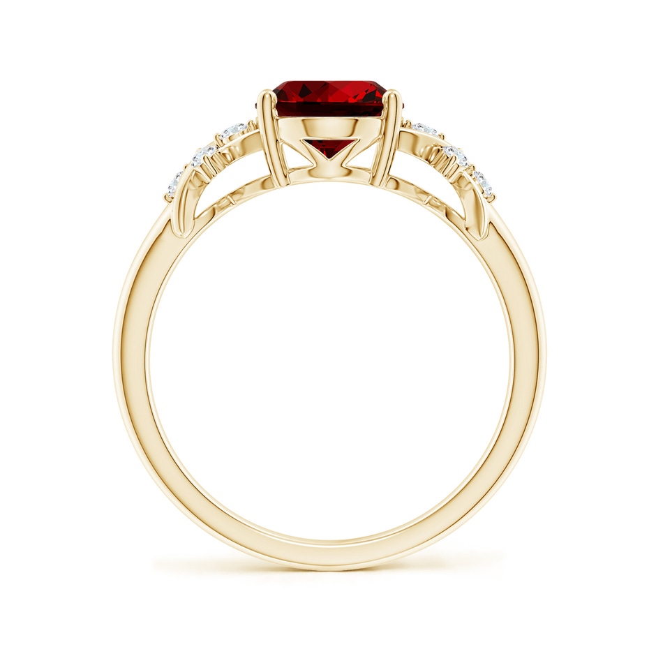 9x7mm Labgrown Lab-Grown Solitaire Oval Ruby Criss Cross Ring with Lab Diamonds in Yellow Gold side 199