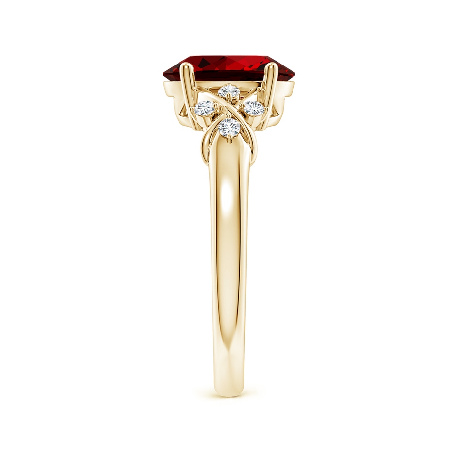 9x7mm Labgrown Lab-Grown Solitaire Oval Ruby Criss Cross Ring with Lab Diamonds in Yellow Gold side 299