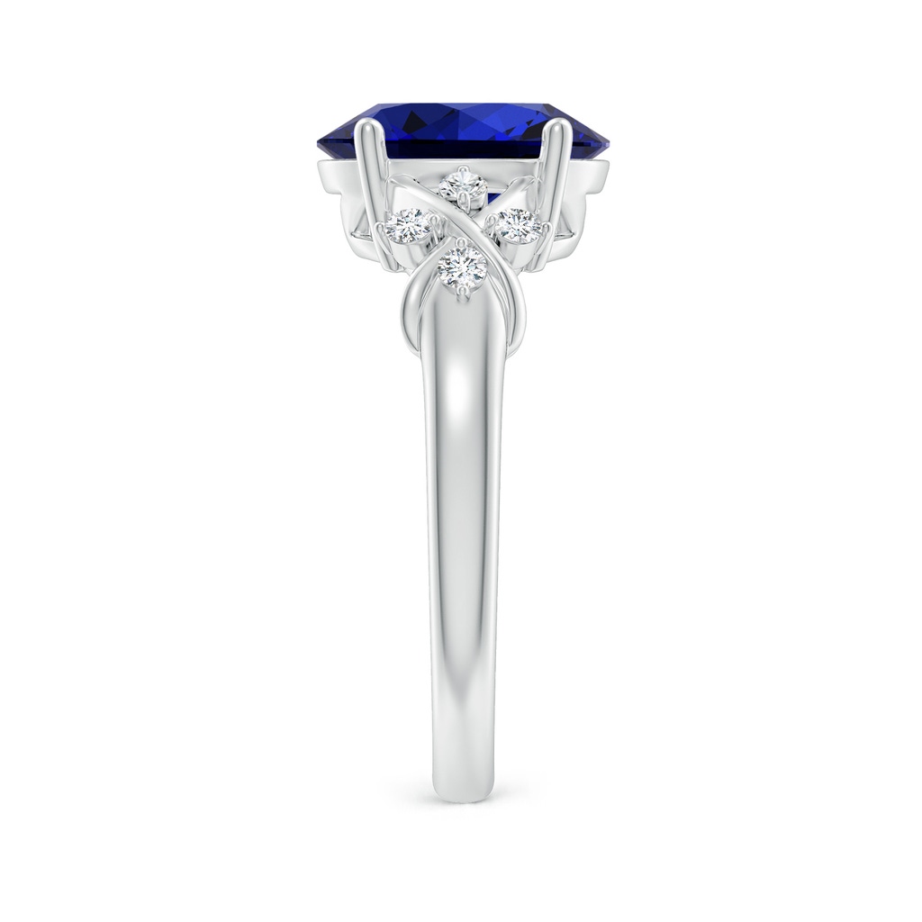 10x8mm Labgrown Lab-Grown Solitaire Oval Blue Sapphire Criss Cross Ring with Diamonds in White Gold Side 299