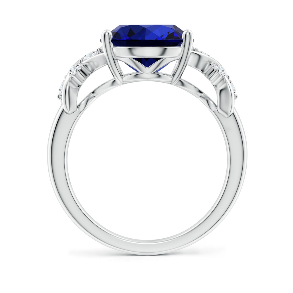 12x10mm Labgrown Lab-Grown Solitaire Oval Blue Sapphire Criss Cross Ring with Diamonds in White Gold Side 199