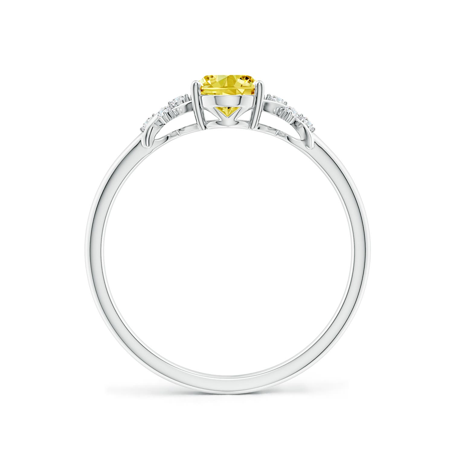 7x5mm Labgrown Solitaire Oval Lab-Grown Fancy Intense Yellow Diamond Criss Cross Ring in P950 Platinum