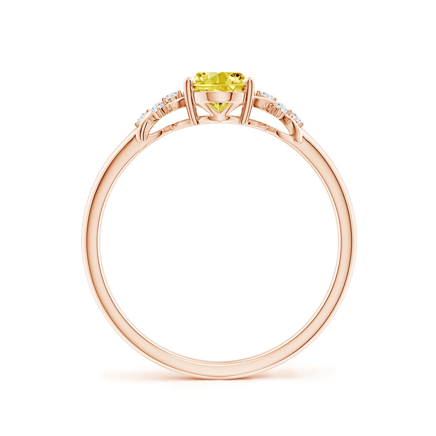7x5mm Labgrown Solitaire Oval Lab-Grown Fancy Intense Yellow Diamond Criss Cross Ring in Rose Gold