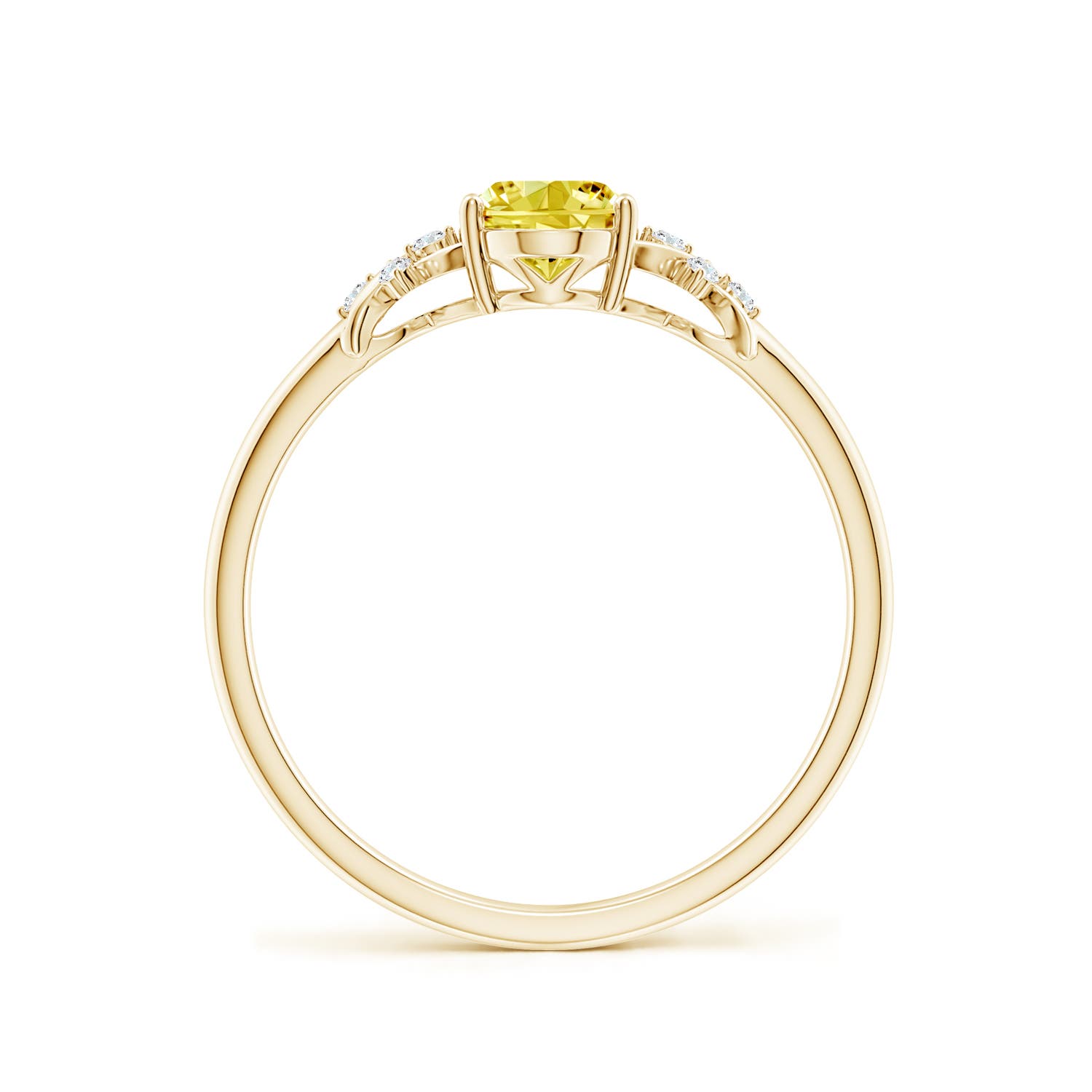 7x5mm Labgrown Solitaire Oval Lab-Grown Fancy Intense Yellow Diamond Criss Cross Ring in Yellow Gold