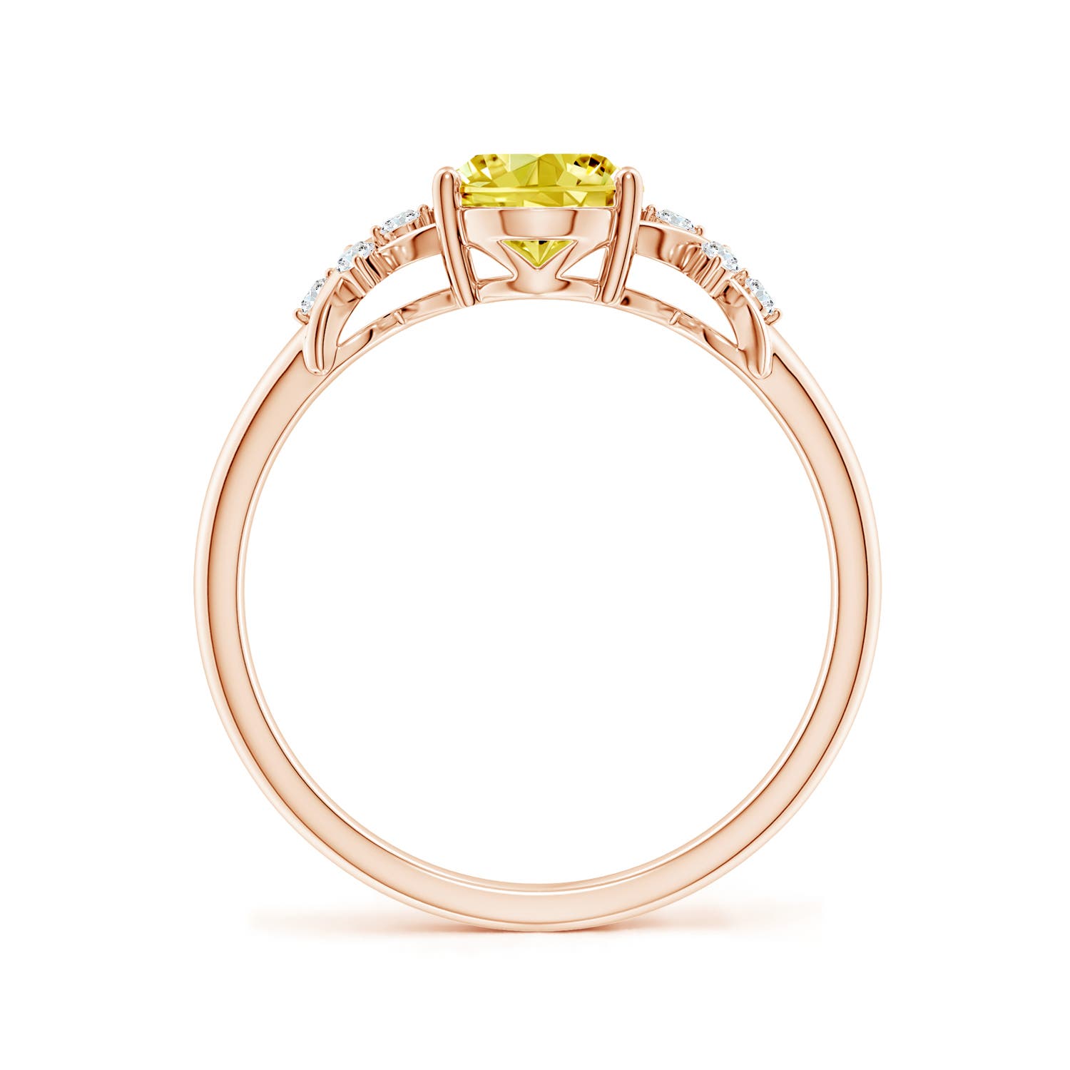 8x6mm Labgrown Solitaire Oval Lab-Grown Fancy Intense Yellow Diamond Criss Cross Ring in Rose Gold