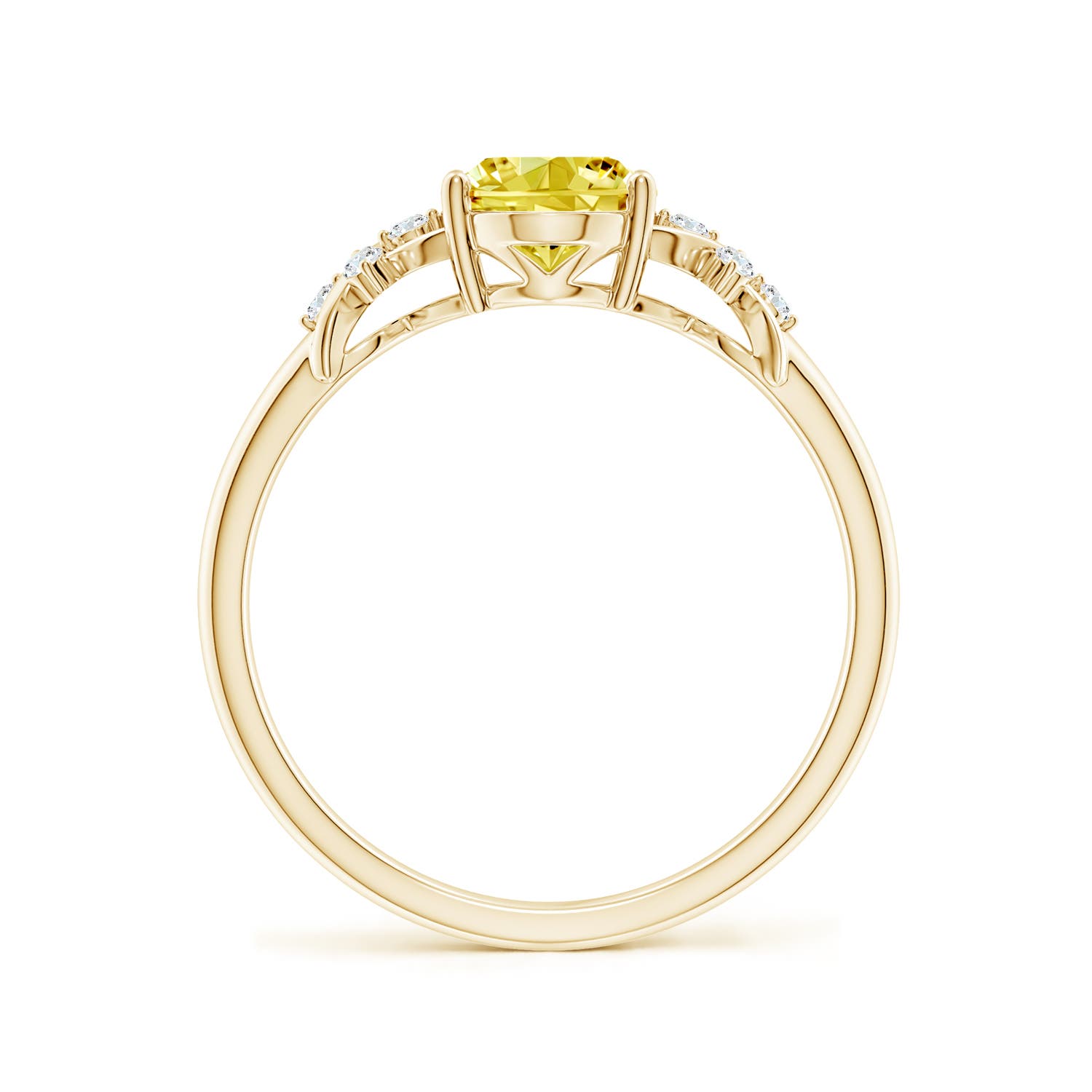 8x6mm Labgrown Solitaire Oval Lab-Grown Fancy Intense Yellow Diamond Criss Cross Ring in Yellow Gold