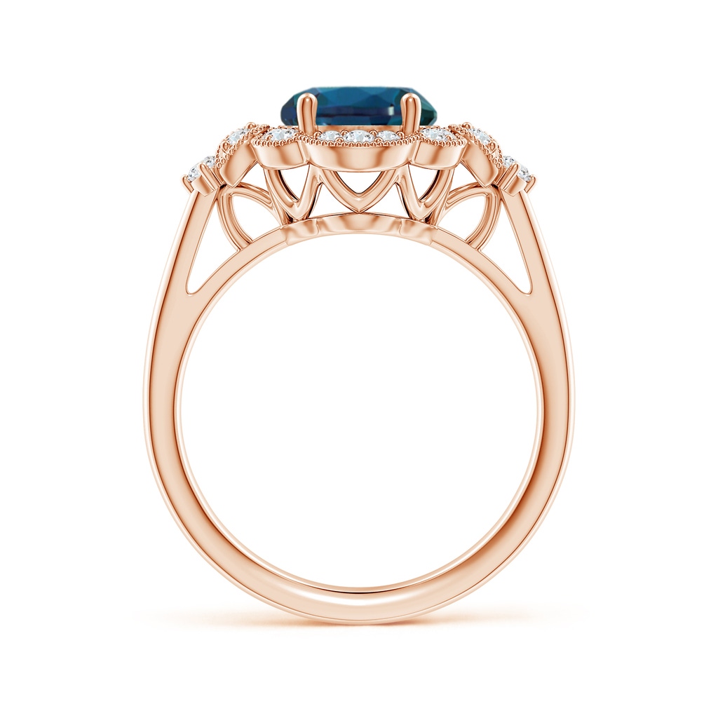 10x8mm Labgrown Victorian Style Oval Lab-Grown Alexandrite and Diamond Halo Engagement Ring in Rose Gold - side 199