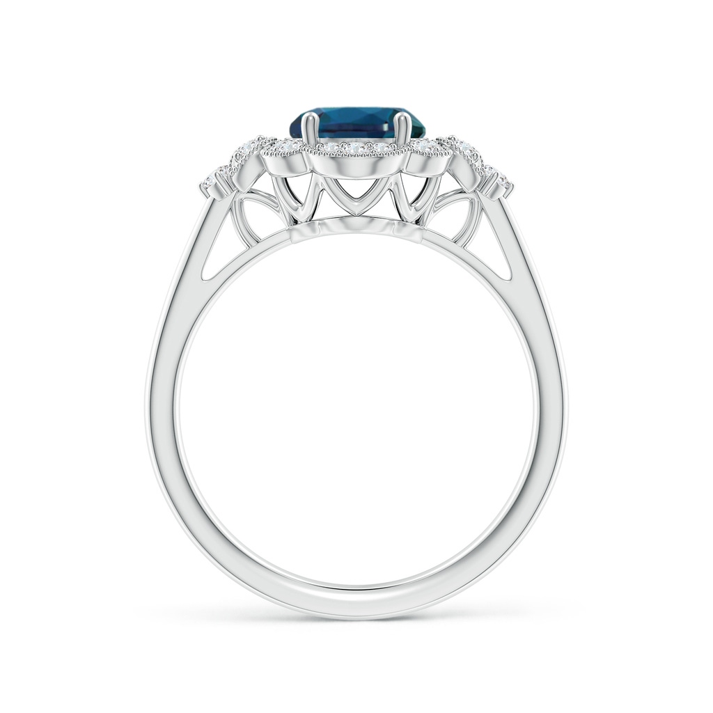 9x7mm Labgrown Victorian Style Oval Lab-Grown Alexandrite and Diamond Halo Engagement Ring in White Gold - side 199
