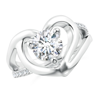 7mm FGVS Lab-Grown Round Diamond Split Shank Heart Promise Ring in P950 Platinum