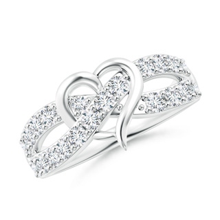 2.1mm FGVS Lab-Grown Round Diamond Criss Cross Heart Promise Ring in S999 Silver