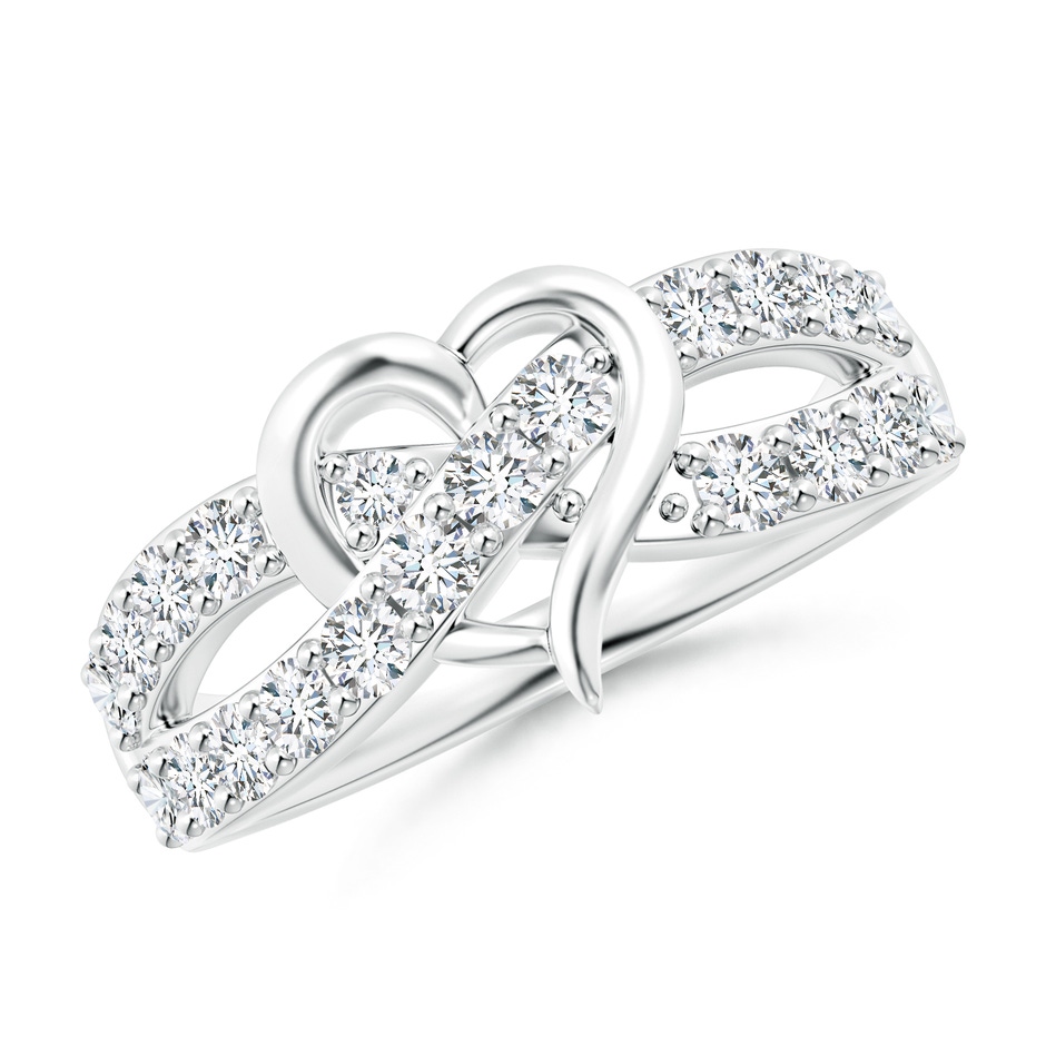 2.25mm FGVS Lab-Grown Round Diamond Criss Cross Heart Promise Ring in 18K White Gold 