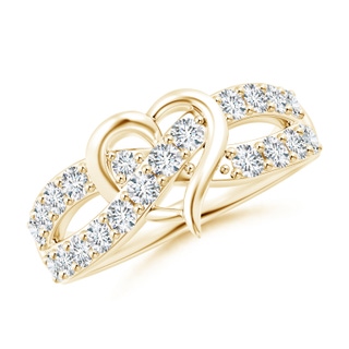 2.25mm FGVS Lab-Grown Round Diamond Criss Cross Heart Promise Ring in 9K Yellow Gold
