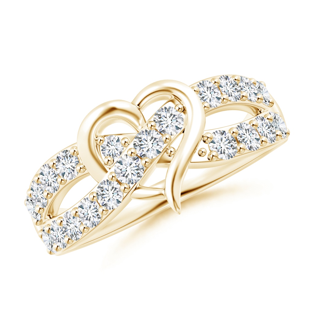 2.25mm FGVS Lab-Grown Round Diamond Criss Cross Heart Promise Ring in Yellow Gold