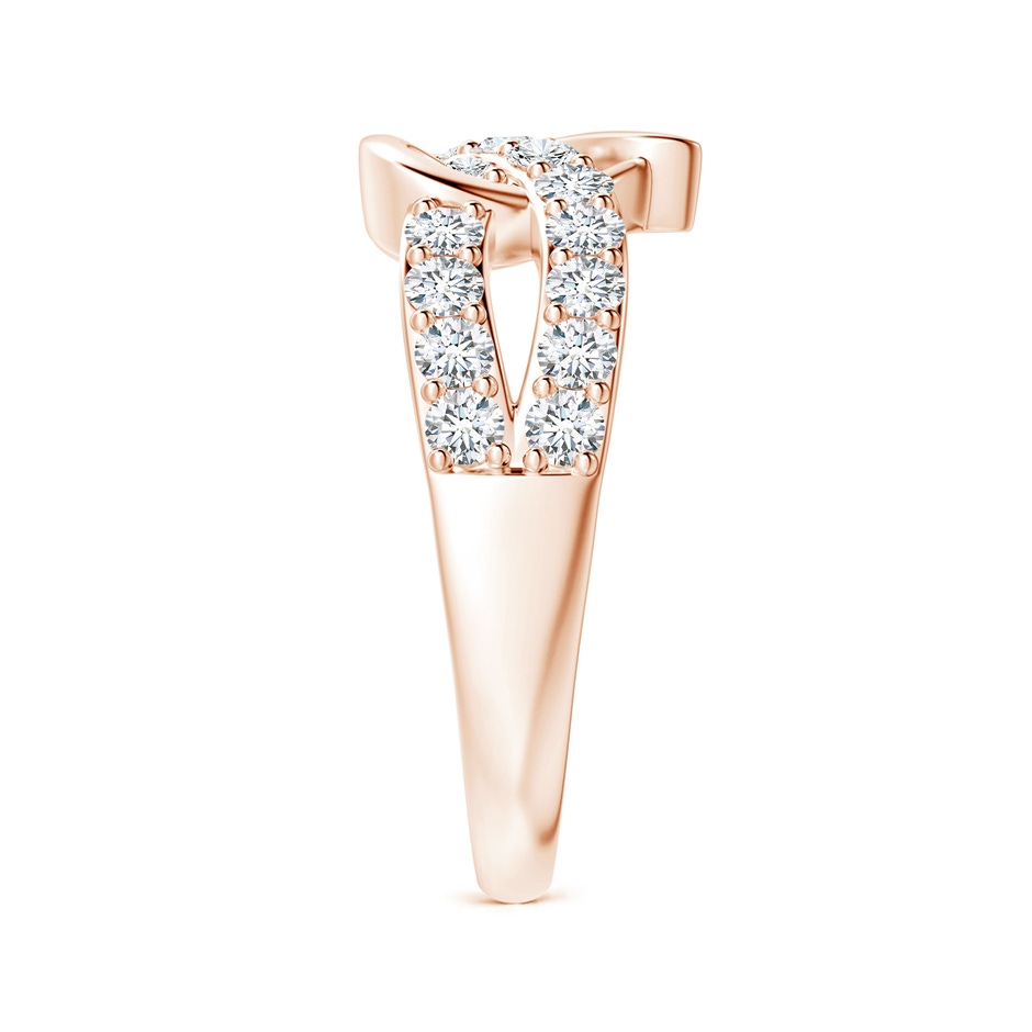 2.6mm FGVS Lab-Grown Round Diamond Criss Cross Heart Promise Ring in 18K Rose Gold side 299