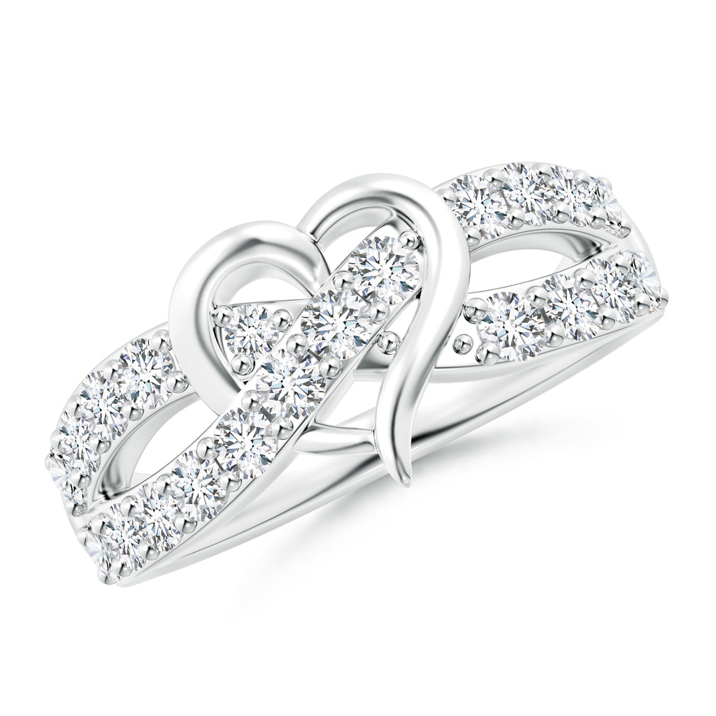 2.6mm FGVS Lab-Grown Round Diamond Criss Cross Heart Promise Ring in 18K White Gold