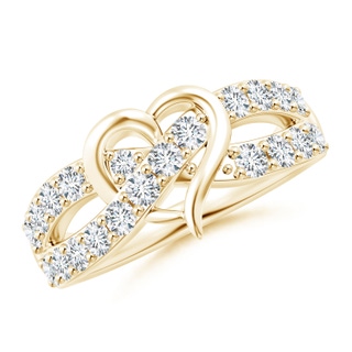 2.6mm FGVS Lab-Grown Round Diamond Criss Cross Heart Promise Ring in 18K Yellow Gold