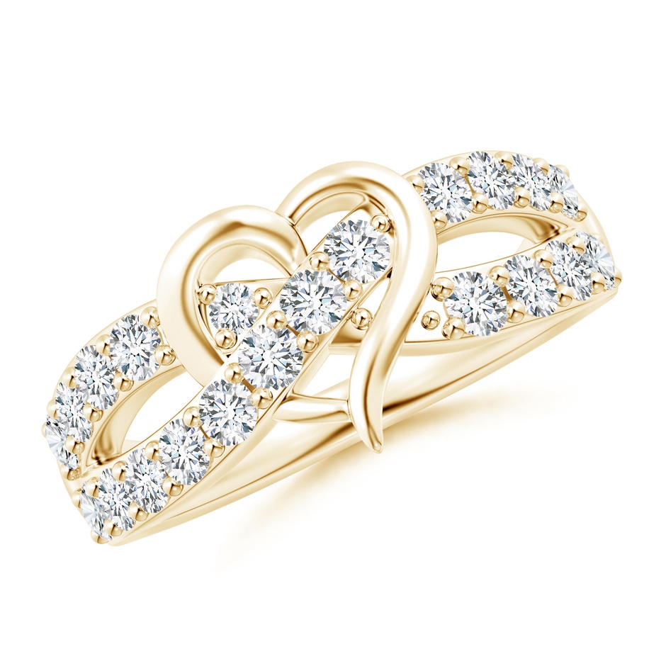 2.6mm FGVS Lab-Grown Round Diamond Criss Cross Heart Promise Ring in 18K Yellow Gold 