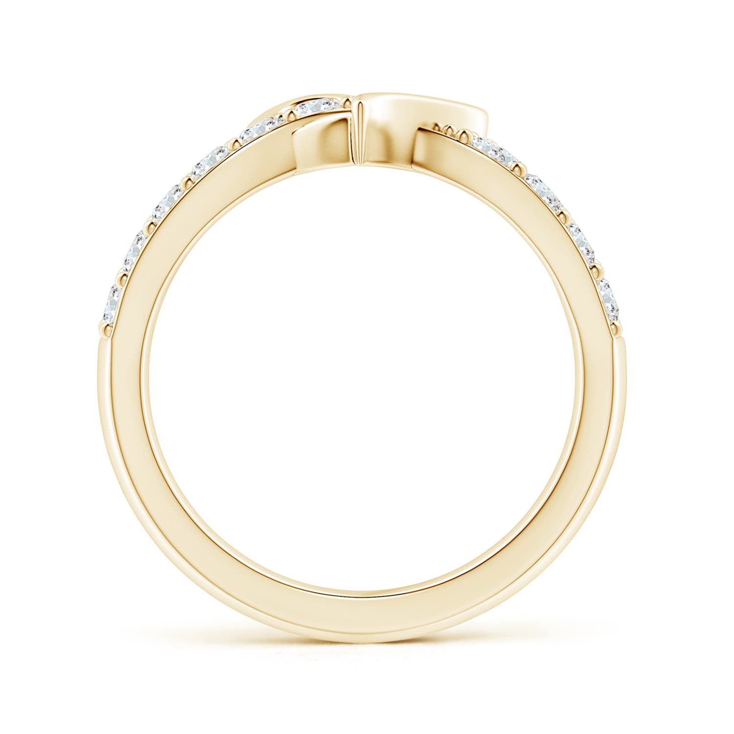 2.6mm FGVS Lab-Grown Round Diamond Criss Cross Heart Promise Ring in Yellow Gold - side 3