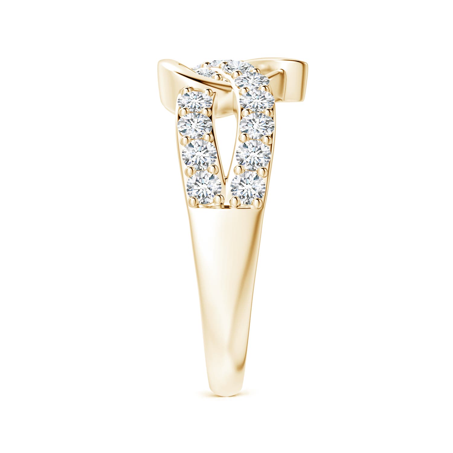 2.6mm FGVS Lab-Grown Round Diamond Criss Cross Heart Promise Ring in Yellow Gold - side 4