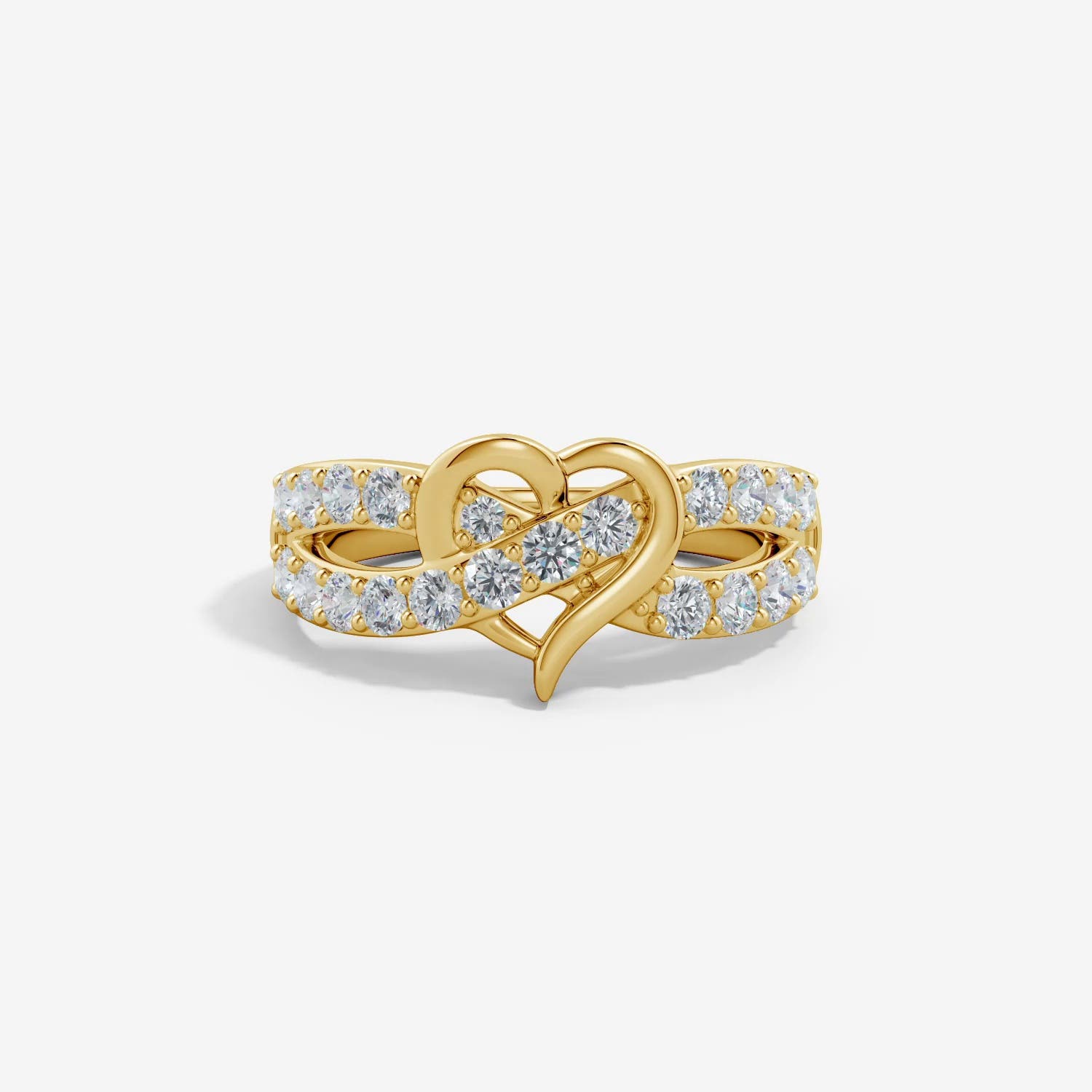 Lab-Grown Round Diamond Criss Cross Heart Promise Ring in