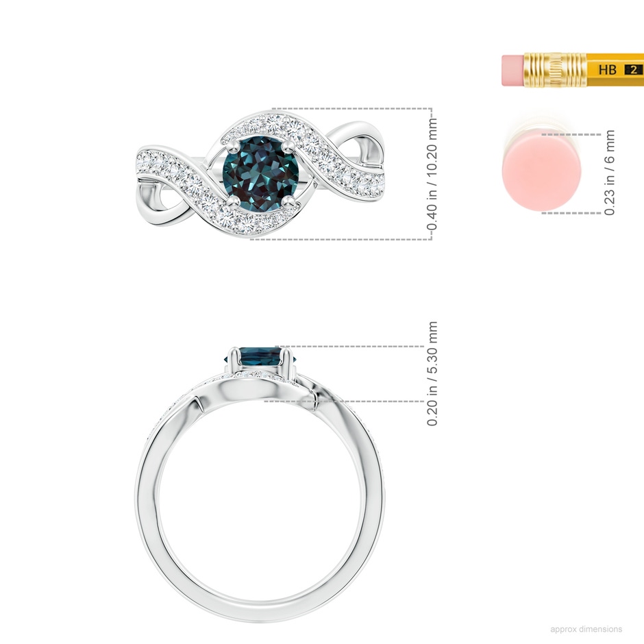 6mm Labgrown Solitaire Round Lab-Grown Alexandrite Infinity Promise Ring in P950 Platinum ruler