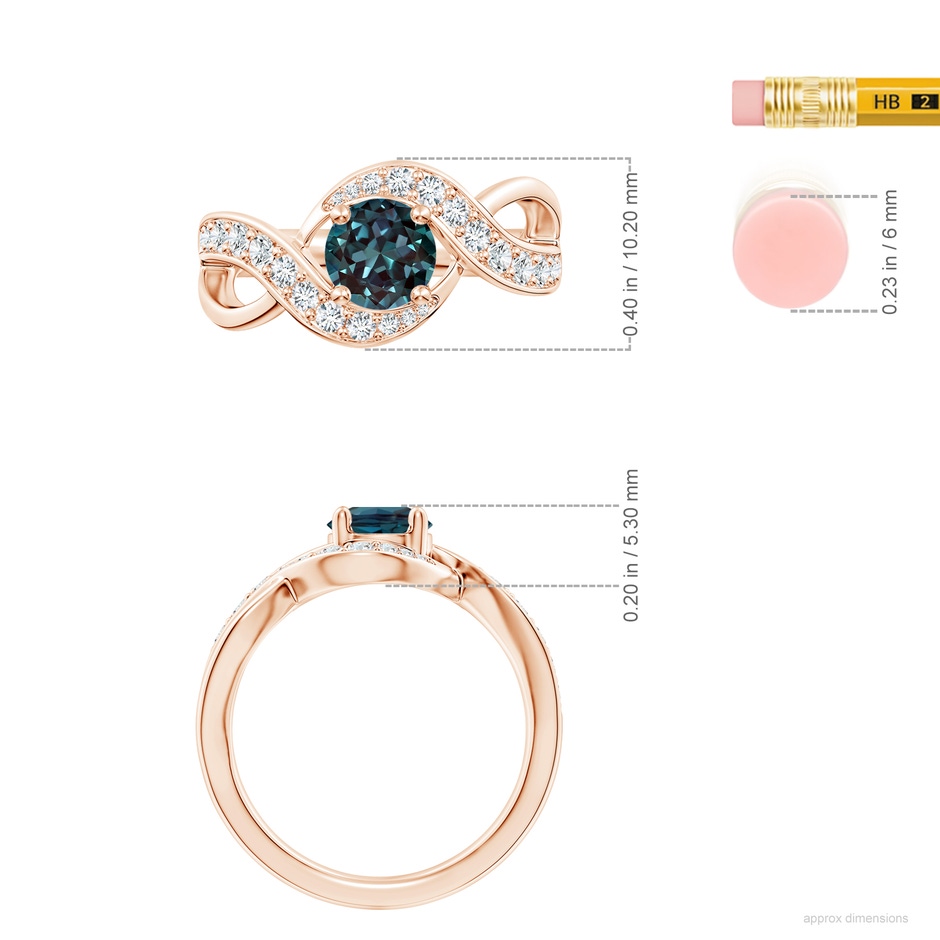 6mm Labgrown Solitaire Round Lab-Grown Alexandrite Infinity Promise Ring in Rose Gold ruler