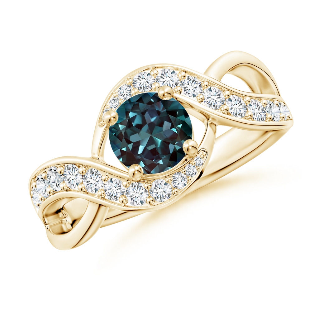 6mm Labgrown Solitaire Round Lab-Grown Alexandrite Infinity Promise Ring in Yellow Gold