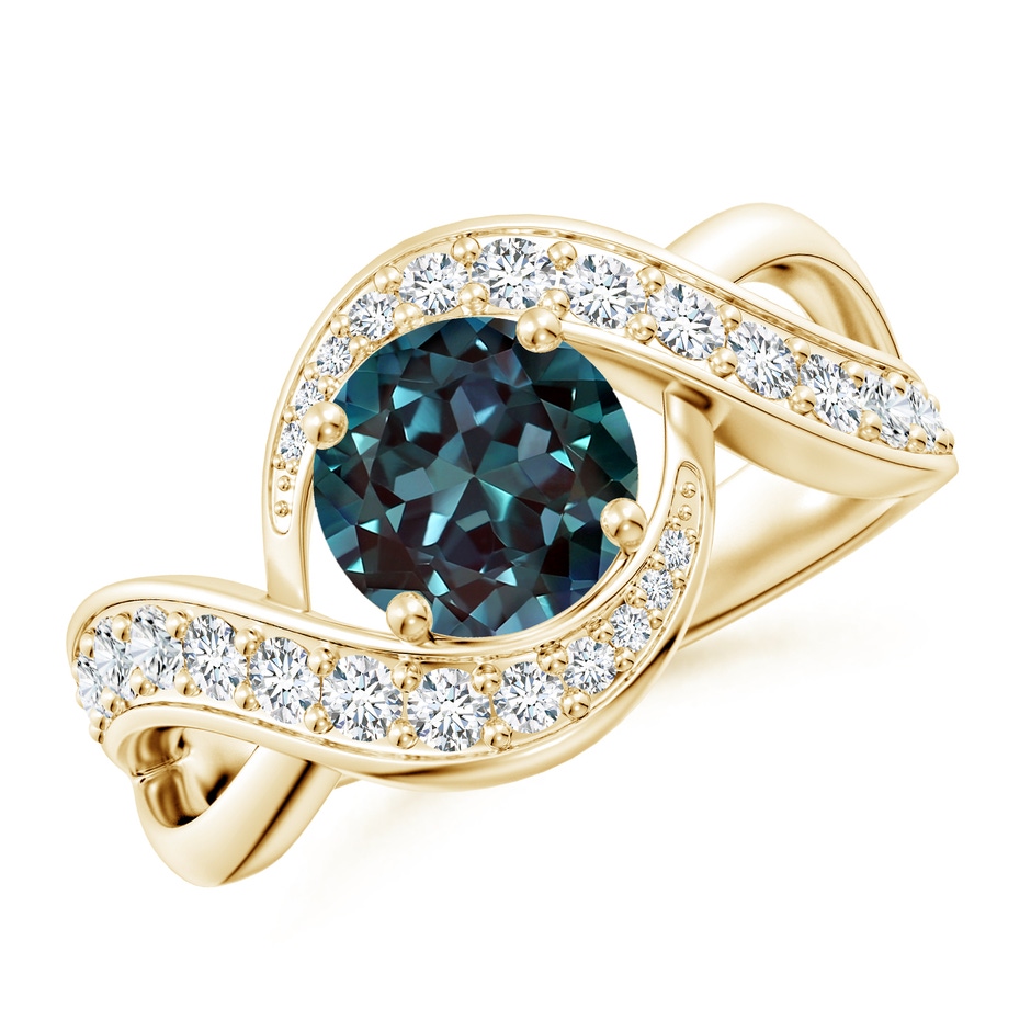 7mm Labgrown Solitaire Round Lab-Grown Alexandrite Infinity Promise Ring in Yellow Gold 