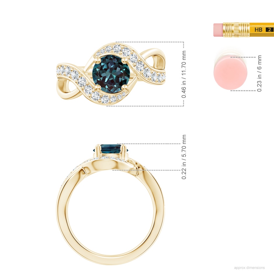 7mm Labgrown Solitaire Round Lab-Grown Alexandrite Infinity Promise Ring in Yellow Gold ruler