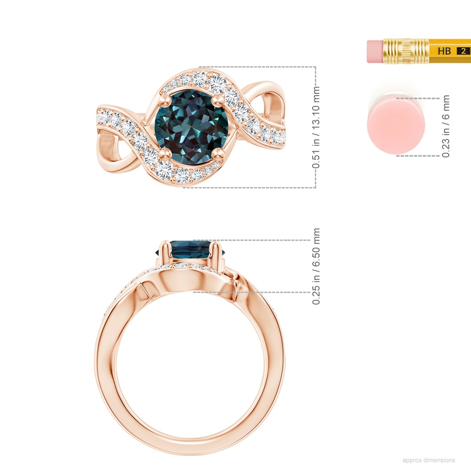 8mm Labgrown Solitaire Round Lab-Grown Alexandrite Infinity Promise Ring in Rose Gold ruler