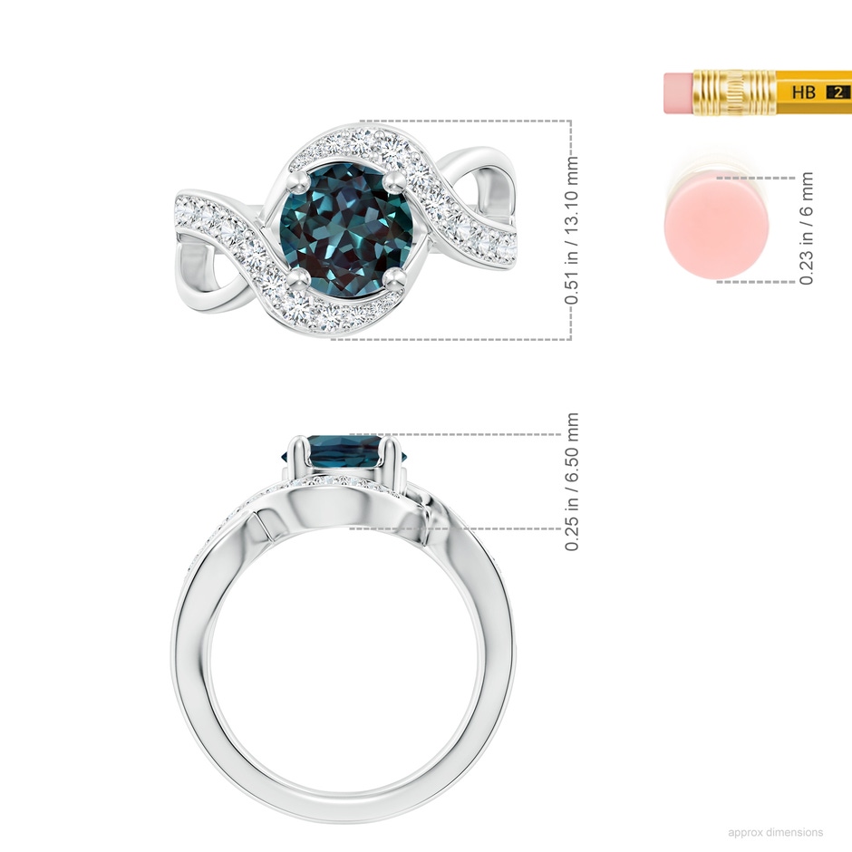 8mm Labgrown Solitaire Round Lab-Grown Alexandrite Infinity Promise Ring in White Gold ruler