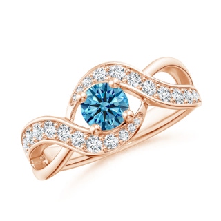 5.1mm Labgrown Solitaire Round Lab-Grown Fancy Intense Blue Diamond Infinity Promise Ring in 10K Rose Gold