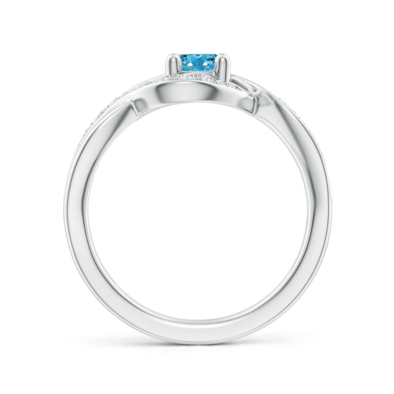 5.1mm Labgrown Solitaire Round Lab-Grown Fancy Intense Blue Diamond Infinity Promise Ring in 18K White Gold