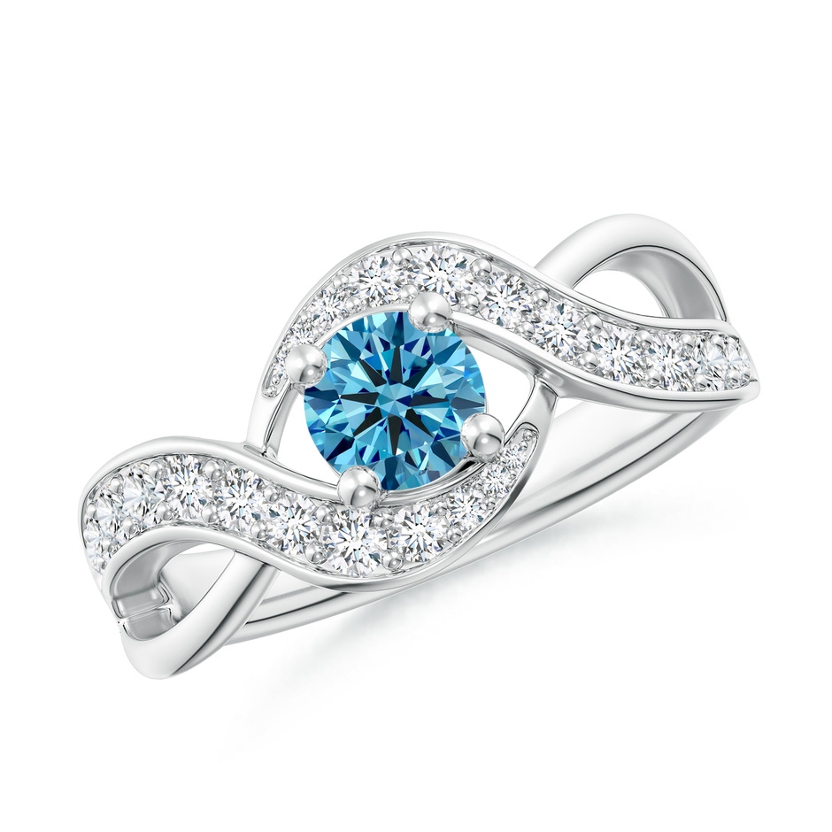 5.1mm Labgrown Solitaire Round Lab-Grown Fancy Intense Blue Diamond Infinity Promise Ring in S999 Silver 