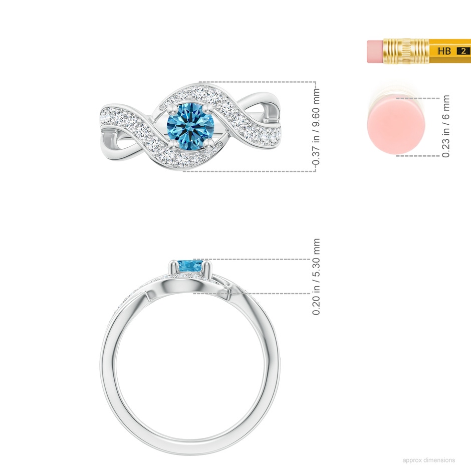 5.1mm Labgrown Solitaire Round Lab-Grown Fancy Intense Blue Diamond Infinity Promise Ring in S999 Silver ruler