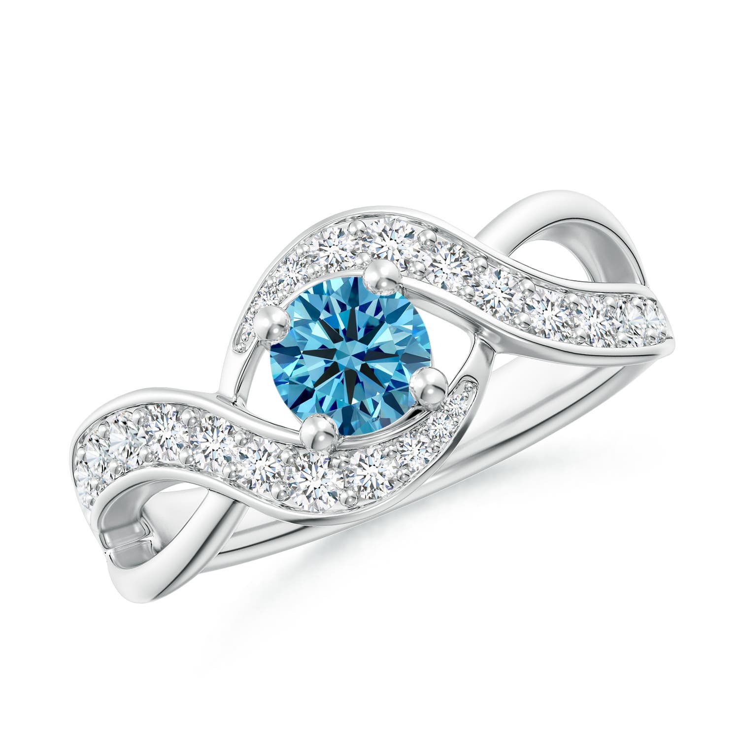 5.1mm Labgrown Solitaire Round Lab-Grown Fancy Intense Blue Diamond Infinity Promise Ring in White Gold