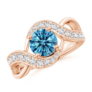 7mm Labgrown Solitaire Round Lab-Grown Fancy Intense Blue Diamond Infinity Promise Ring in 18K Rose Gold