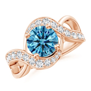 8.1mm Labgrown Solitaire Round Lab-Grown Fancy Intense Blue Diamond Infinity Promise Ring in 10K Rose Gold