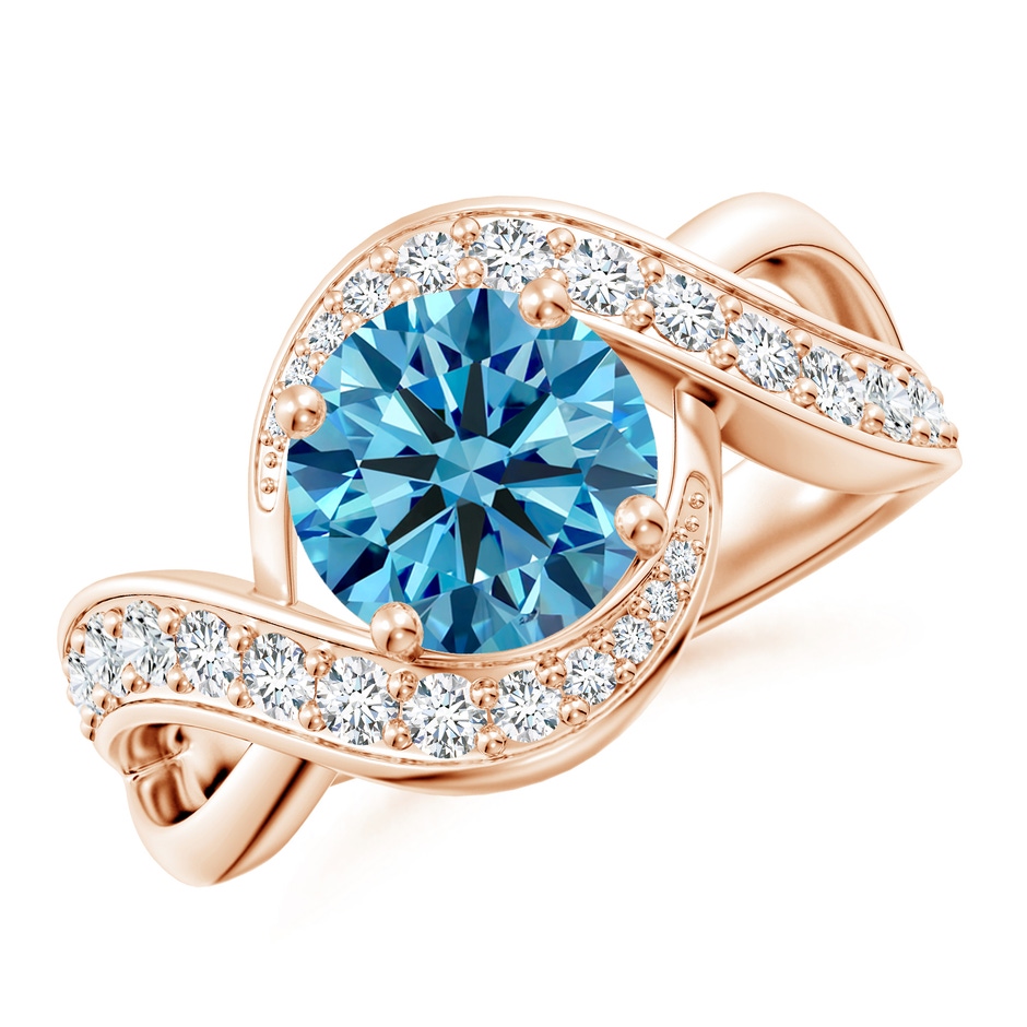 8.1mm Labgrown Solitaire Round Lab-Grown Fancy Intense Blue Diamond Infinity Promise Ring in Rose Gold 