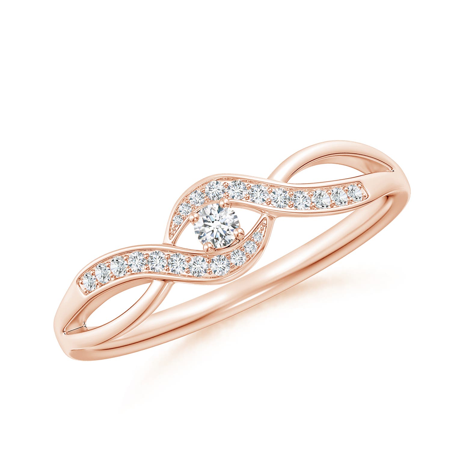 2.2mm FGVS Lab-Grown Solitaire Round Diamond Infinity Promise Ring in 18CT Rose Gold