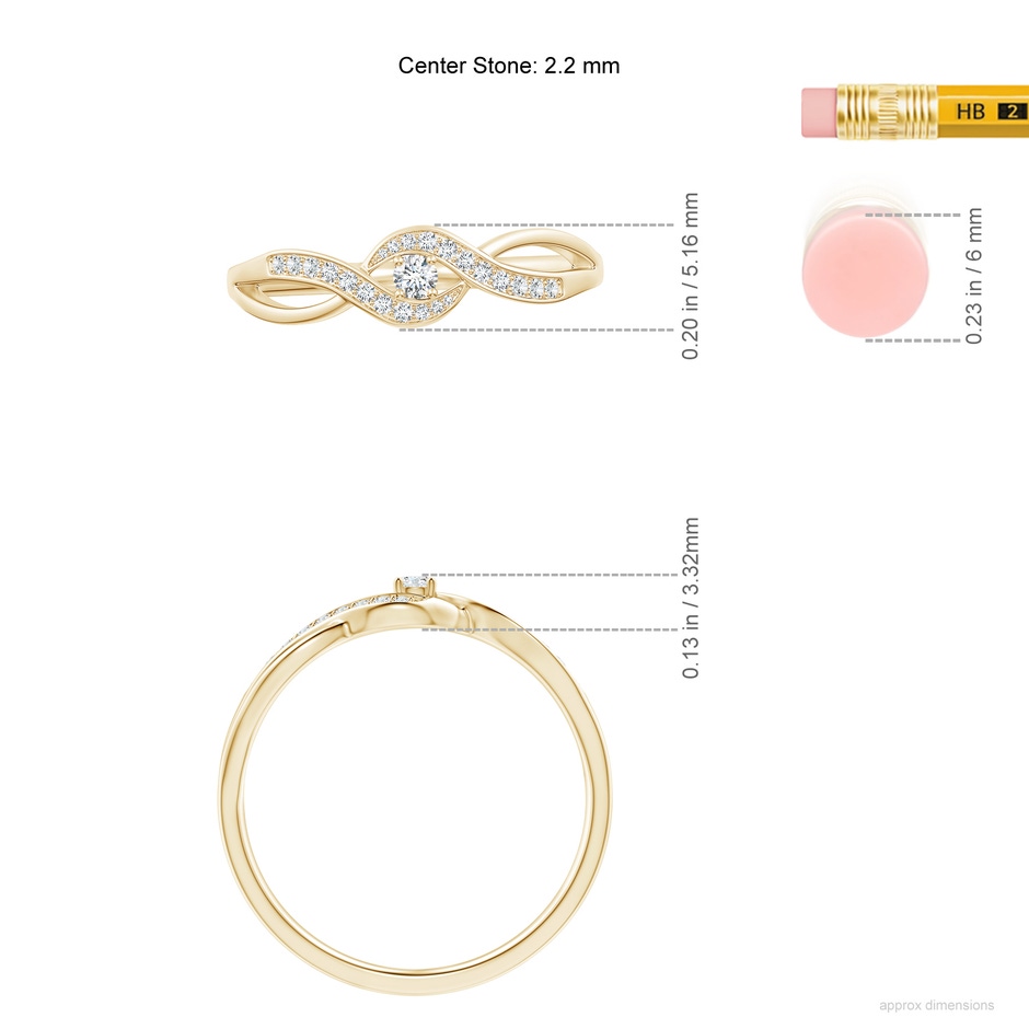 2.2mm FGVS Lab-Grown Solitaire Round Diamond Infinity Promise Ring in Yellow Gold ruler