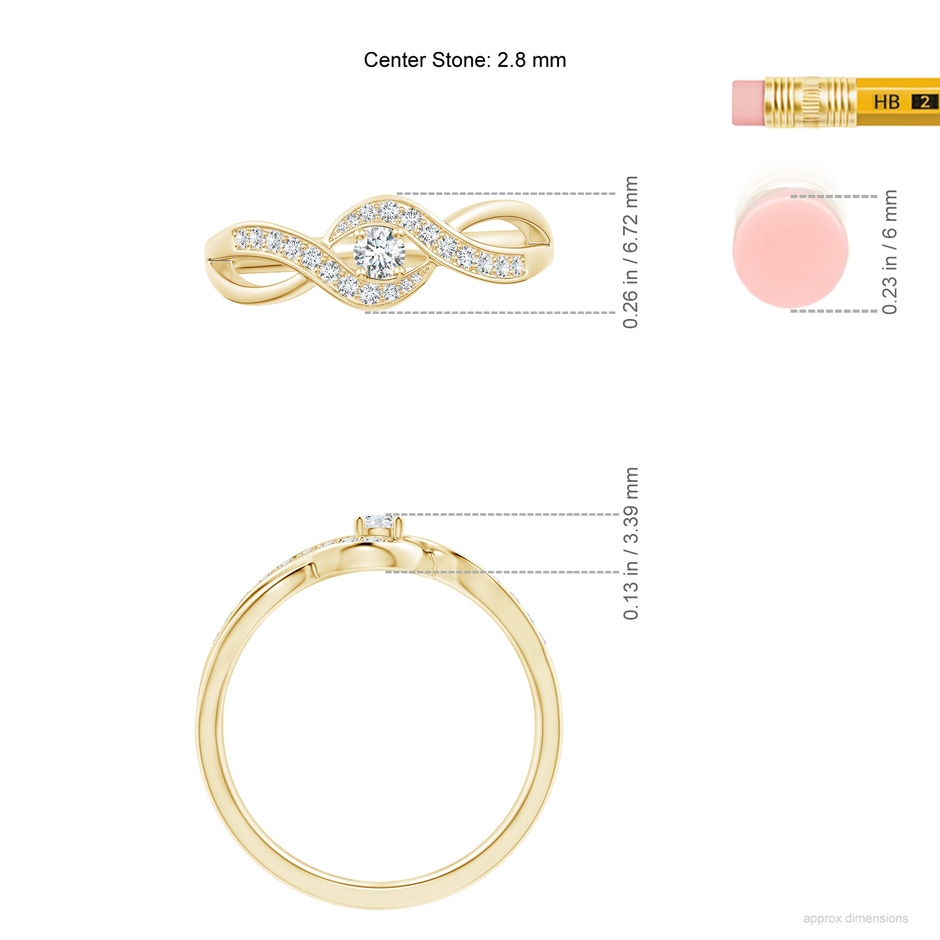 2.8mm FGVS Lab-Grown Solitaire Round Diamond Infinity Promise Ring in 18K Yellow Gold ruler