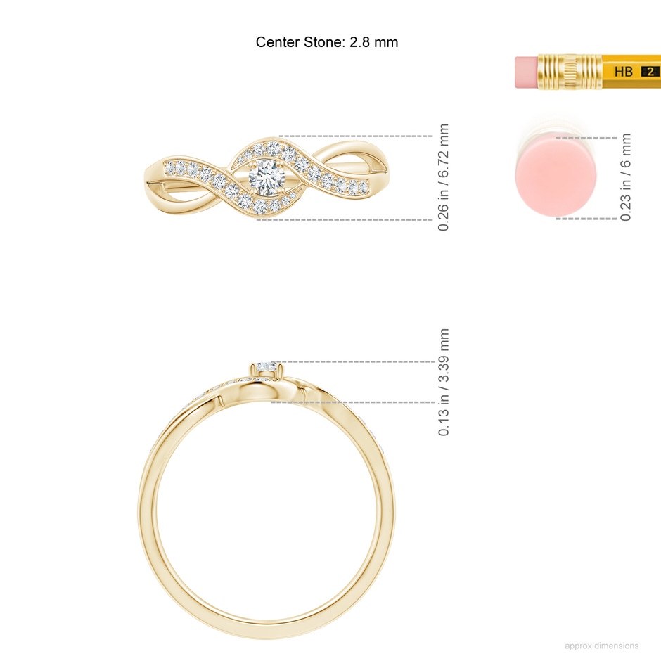 2.8mm FGVS Lab-Grown Solitaire Round Diamond Infinity Promise Ring in Yellow Gold ruler