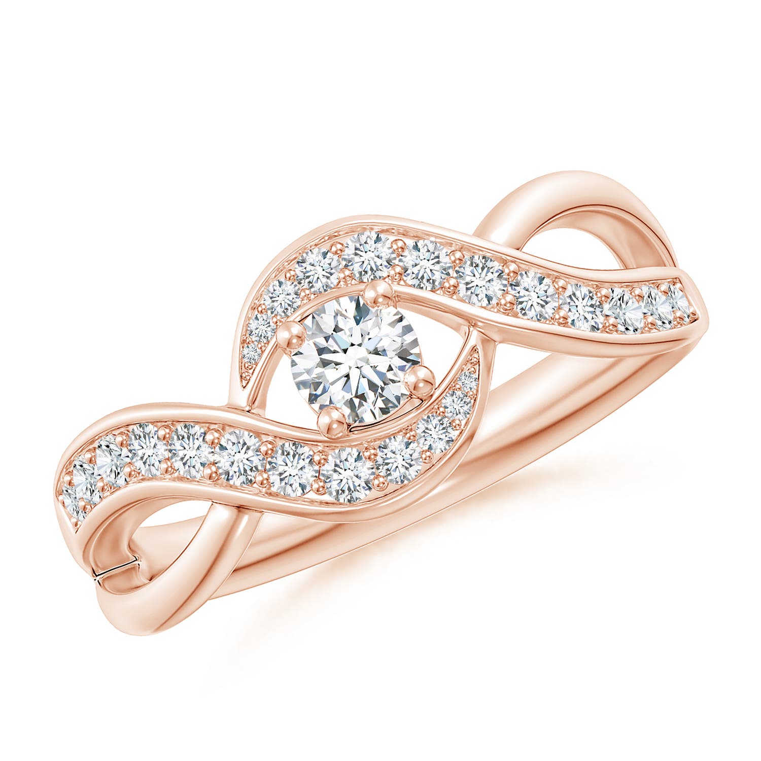 3.7mm FGVS Lab-Grown Solitaire Round Diamond Infinity Promise Ring in 18CT Rose Gold