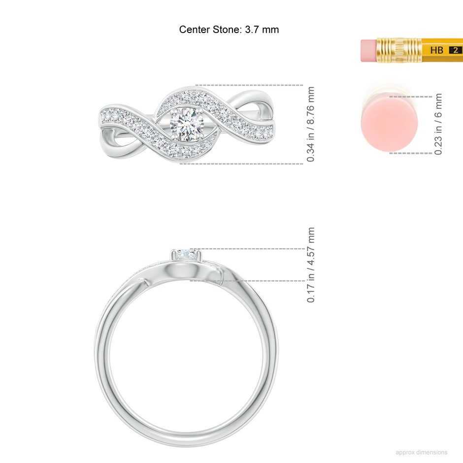 3.7mm FGVS Lab-Grown Solitaire Round Diamond Infinity Promise Ring in P950 Platinum ruler