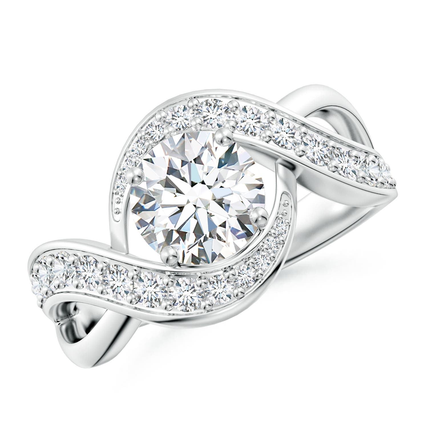 7mm FGVS Lab-Grown Solitaire Round Diamond Infinity Promise Ring in 18K White Gold