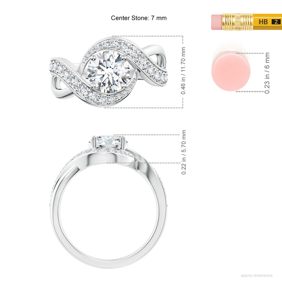 7mm FGVS Lab-Grown Solitaire Round Diamond Infinity Promise Ring in P950 Platinum ruler