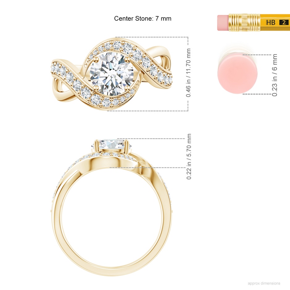 7mm FGVS Lab-Grown Solitaire Round Diamond Infinity Promise Ring in Yellow Gold ruler