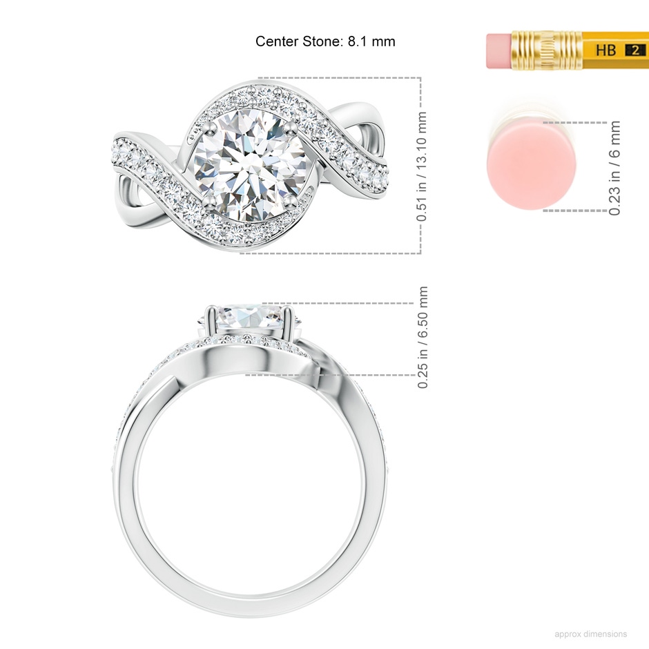 8.1mm FGVS Lab-Grown Solitaire Round Diamond Infinity Promise Ring in P950 Platinum ruler