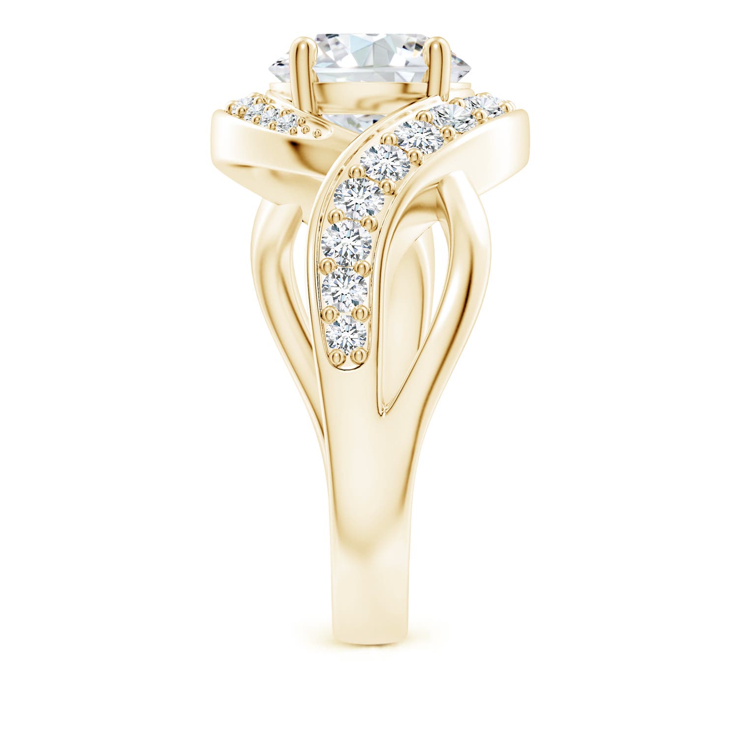 8.1mm FGVS Lab-Grown Solitaire Round Diamond Infinity Promise Ring in Yellow Gold - side 5