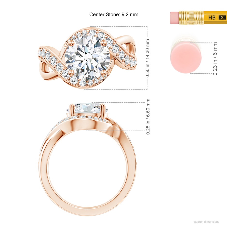 9.2mm FGVS Lab-Grown Solitaire Round Diamond Infinity Promise Ring in 18K Rose Gold ruler